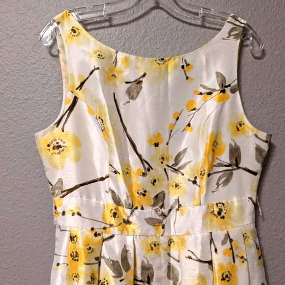 Jessica Howard Retro 60s Sleeveless Scoop Neck Fit Flare White Yellow Floral 10 - Picture 5 of 16